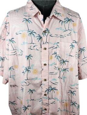 Oak Hill Men's Pink Hawaiian Shirt Button Down Casual Beach Vacation Size 4XL
